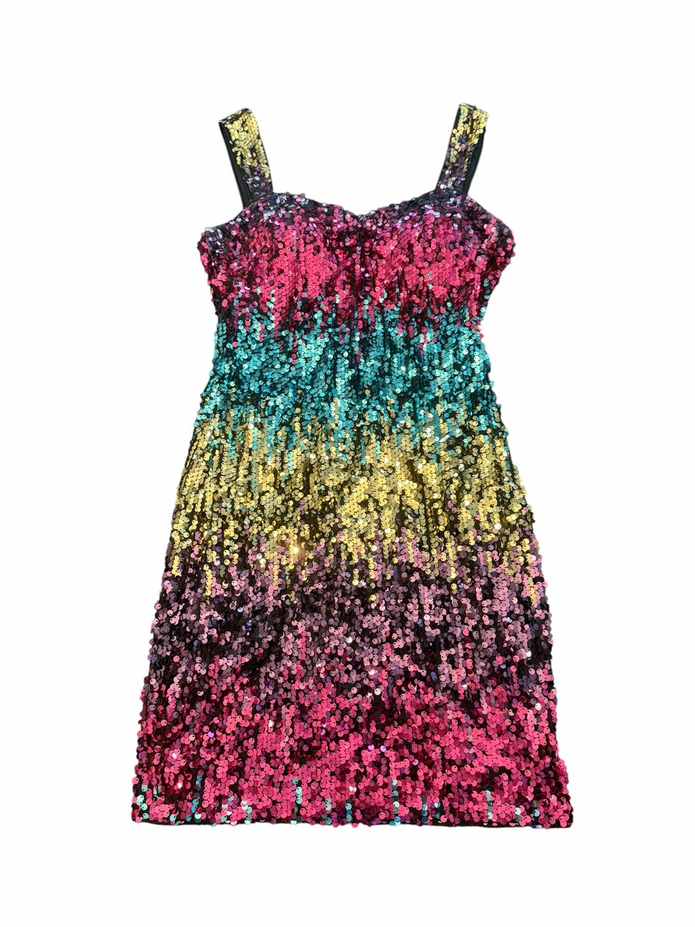 Marc New York Multi Sequin Square Back Sheath Party Cocktail Dress Size 6 Glam